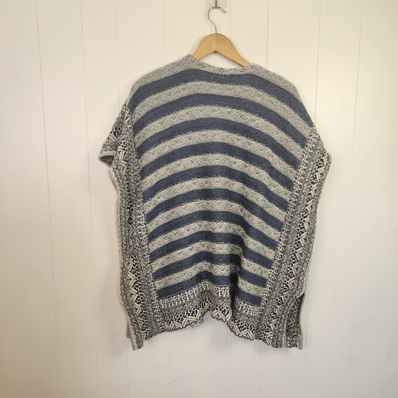 Chaps Blue Woven Open Front Poncho Cardigan Southwestern Cowgirl Womens Medium - Picture 4 of 9